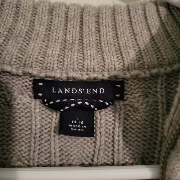 Lands End Women's Size L Front Zip Grey Cardigan Sweater - Picture 3 of 6